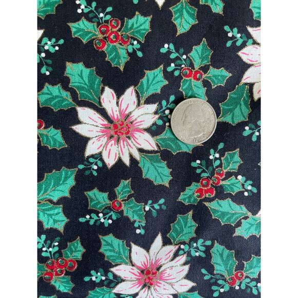 pink and white Christmas Poinsettias fabric  Quilt FAbric - Picture 3 of 3